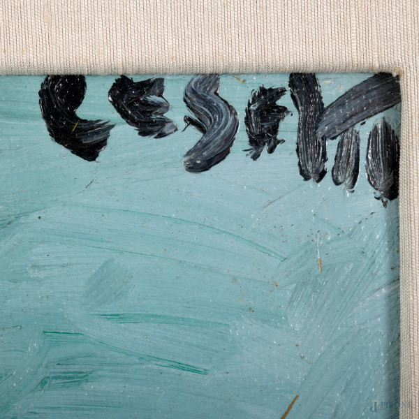 Giuseppe Cesetti (1902-1990), Cavalli, olio su tela, firmato in alto a destra, cm 40x50 entro cor...