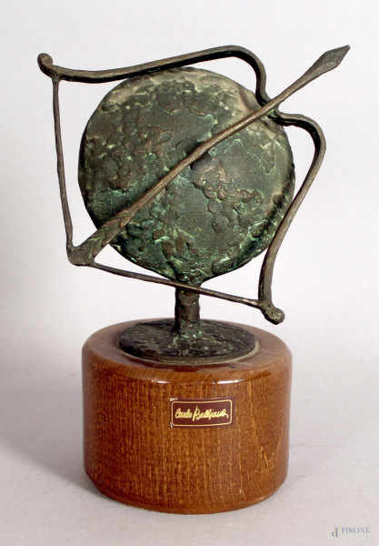 Carlo Balljana - Arco, scultura in bronzo, h. cm 12, base in legno.