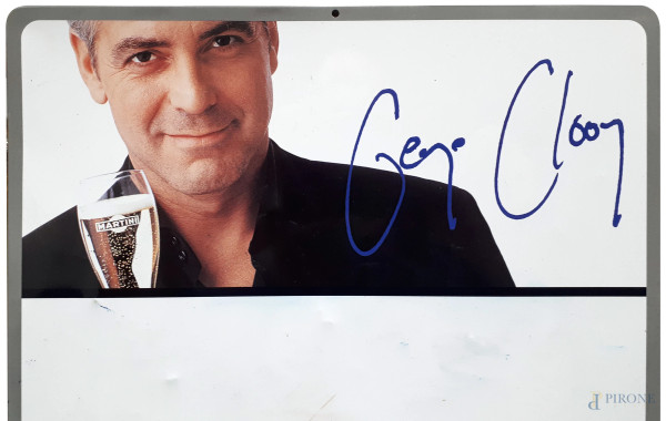 Martini, locandina-lavagna magnetica pubblicitaria in latta con firma stampata del testimonial Ge...