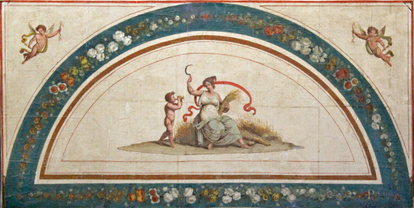 Allegoria dell&#39;estate, scena neoclassica, olio su tela, XVIII sec., cm 93 x 186.