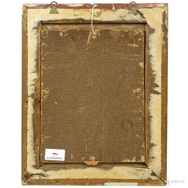 Ritratto di gentiluomo, olio su cartone telato, XIX secolo, cm 39,4x30,4, entro cornice