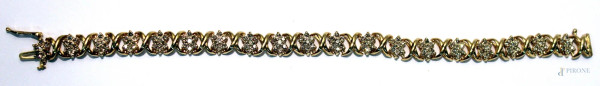 Bracciale in oro giallo 18 kt con brillanti 0,50 kt, gr. 16,2.