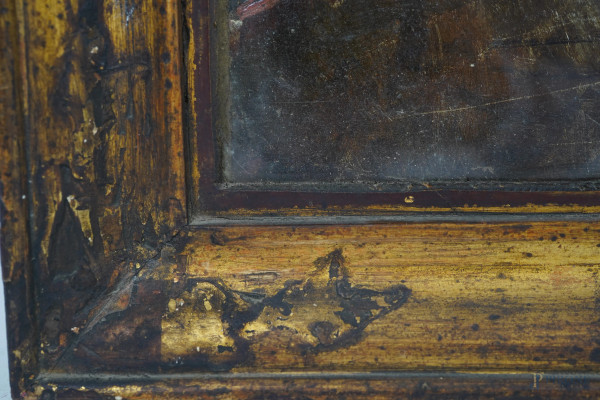 Il carretto, olio su cartone, XX secolo, cm 33.5x45.5, entro cornice