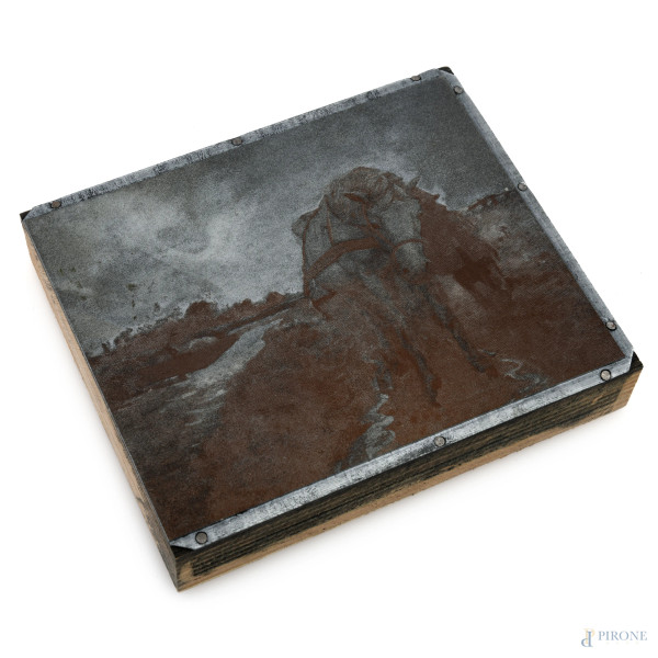 Dante Ricci - Malaria, matrice calcografica, cm 10,5x12,5, (segni di usura). 