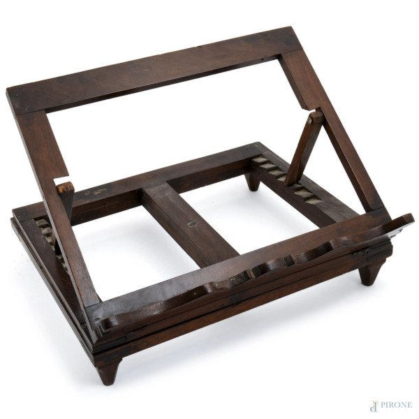 Leggio in legno, XX secolo, cm 13x36x30, (segni di usura del tempo)