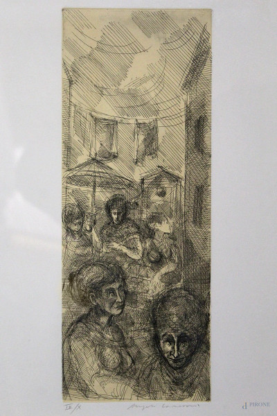 Angelo Canevari, Figure, litografia IX/X, 50x35 cm, in cornice
