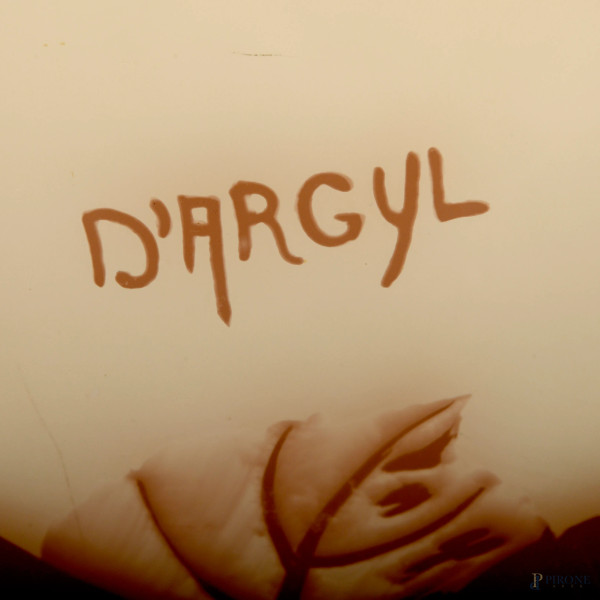 Vaso Art Deco in vetro D'Argyl in stile Gallè, prima metà del XX secolo, altezza cm 26, (difetti)