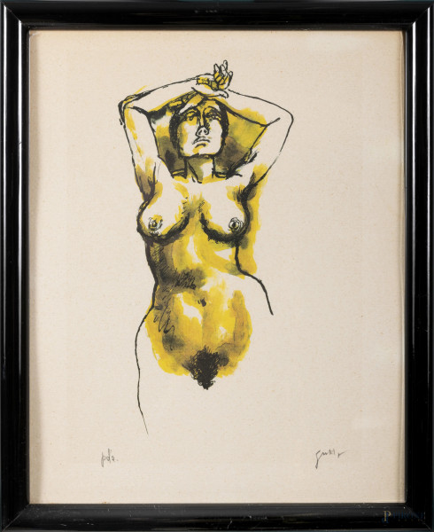 Lotto di 10 prove d'autore di Guttuso, cm 27x22, entro cornici