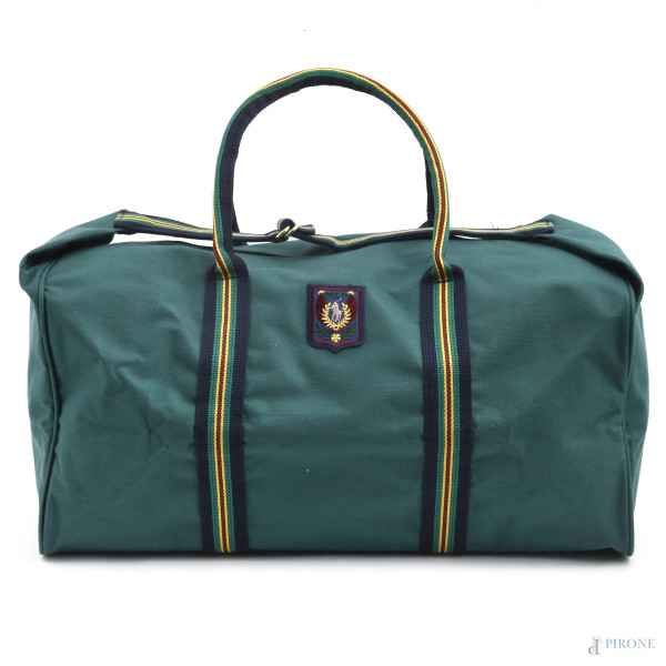 Borsone in tela verde Ralph Laurent, cm 31x72x34 circa, (segni di usura)