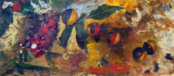 U.Maranesi, Foche con palloni, olio su tavola, cm 13x29, entro cornice.