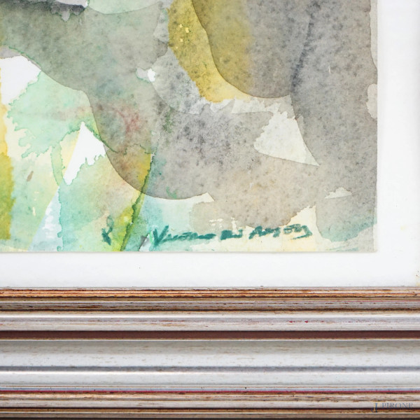 Senza titolo, acquarello su carta, cm 35x40, firmato Valerio De Angelis, entro cornice