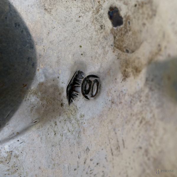 Servizio da the e caffè in argento 800, misura massima cm 22x22, peso totale gr 1260