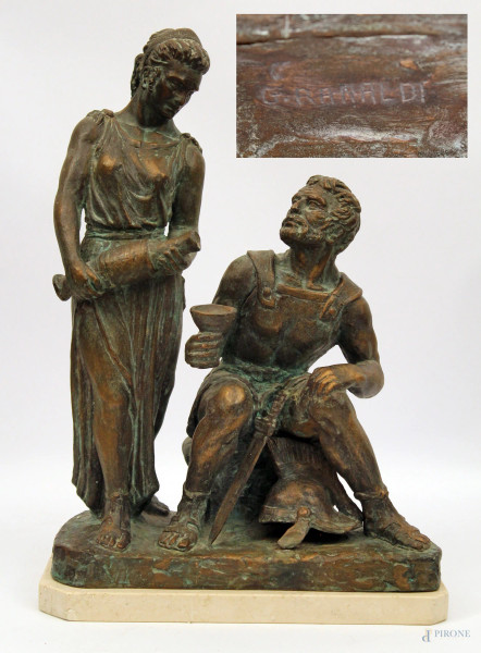 Ettore e Andromaca, scultura in bronzo, Giuseppe Ranaldi, cm 42x30.