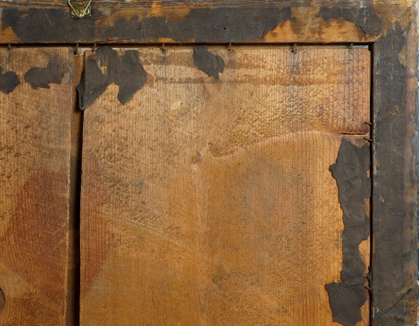 STAMPA RAPPRESENTANTE UNA PAESAGGIO FLUVIALE CON ARMENTI, CM 51X39, ENTRO CORNICE