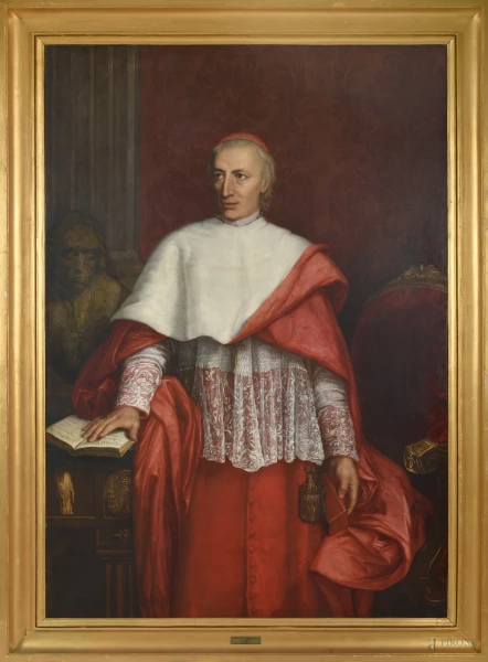 Ritratto di cardinale, XIX secolo, olio su tela, cm 162x114, entro cornice
