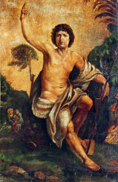 Pittore del XVIII sec., San Giovanni Battista, olio su tela, cm 48x32.