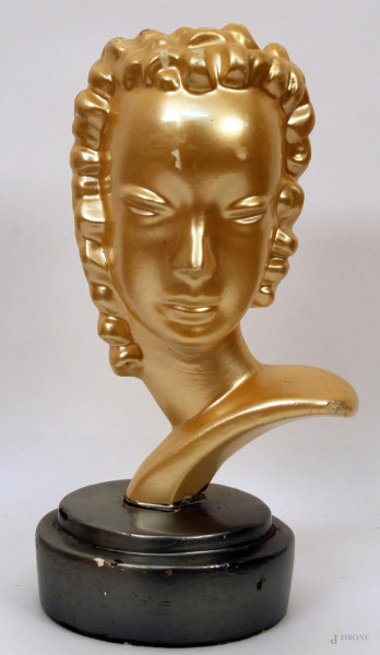 Busto di donna, scultura in gesso, Anni &#39;40, H 29 cm, piccoli difetti.