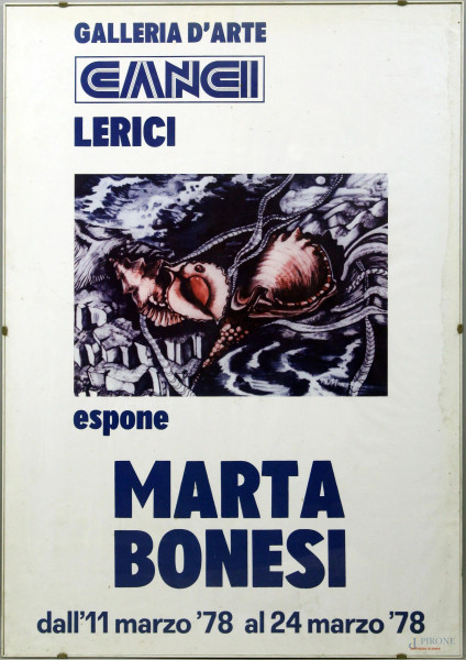 Manifesto per l'esposizione di Marta Bonesi del 1978, cm 100x70, entro cornice