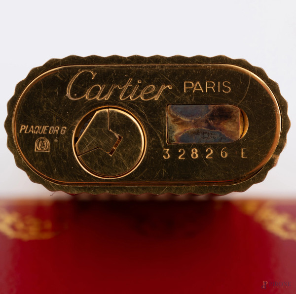 Accendino Must de Cartier placcato in oro, 7x2,5x1,5, (da revisionare)
