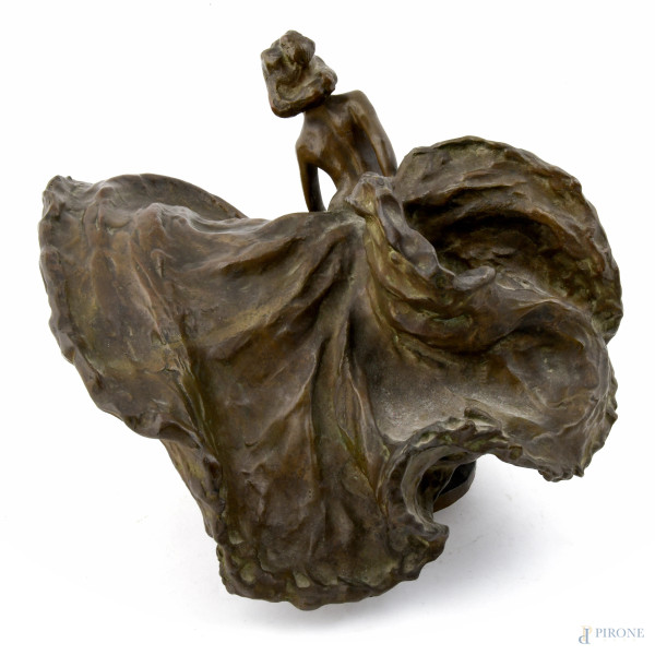 Bernard Hoetger (1874 – 1949), Ballerina di flamenco, scultura in bronzo, firmato al retro, cm 28...