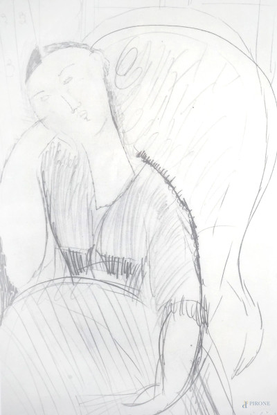 Amedeo Modigliani - Ritratto di Beatrice Hastings in poltrona, serigrafia numerata 541/750, cm 47x30, entro cornice