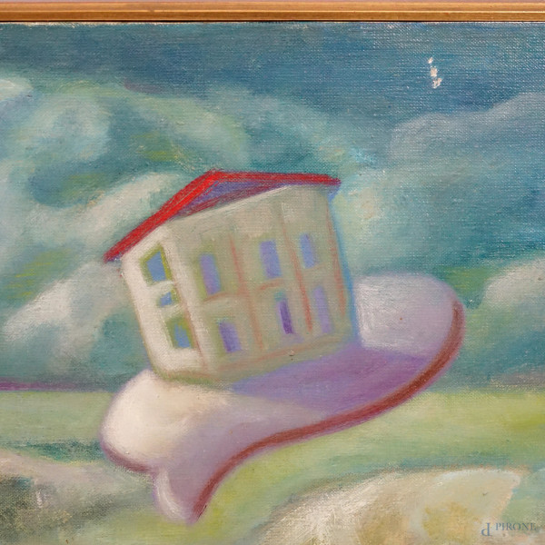 Senza titolo, olio su tela, firmato in basso a sinistra Piras, cm 70x100, entro cornice