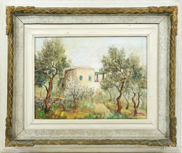 Casale, sec. XX, olio su tela, firmato in basso a destra, cm 30,5x40, entro cornice