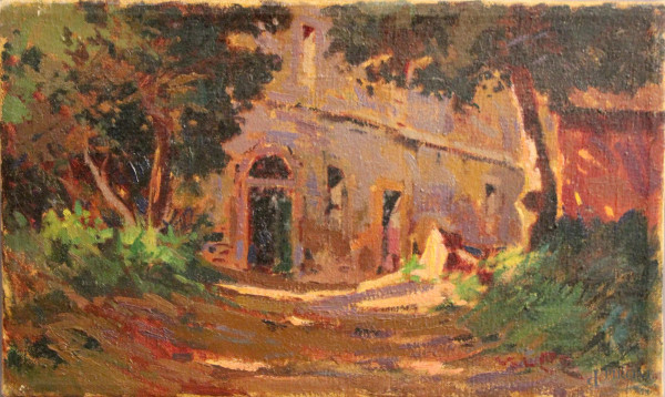 Angiolo Volpe - La Padula, Livorno, olio su tela, cm 30 x 50.