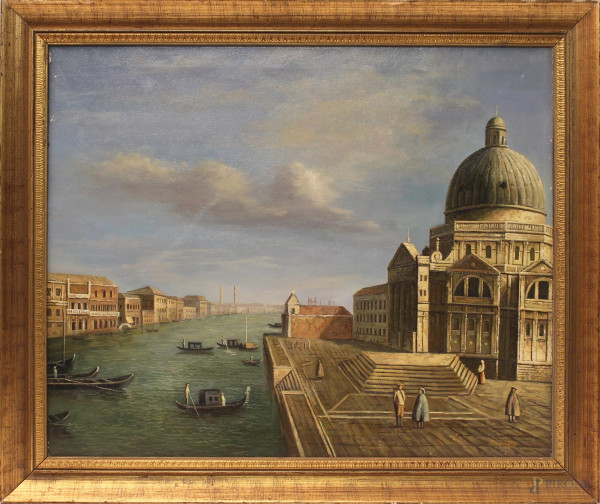 Veduta di Venezia, olio su tela, cm 50x60, firmato, entro cornice.