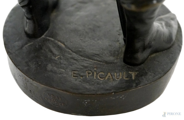 Escholier, scultura in bronzo, cm 36, (difetti)