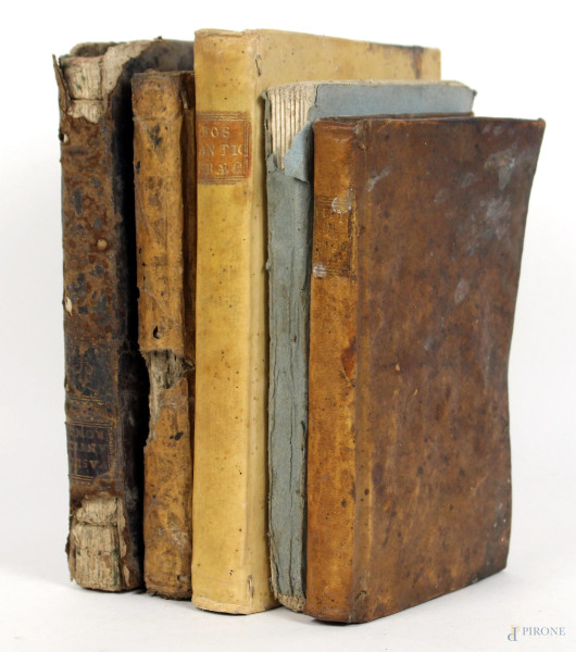 Lotto di cinque volumi del XVIII-XIX secolo