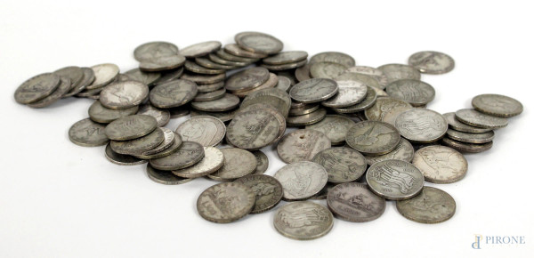 Lotto di 100 monete da 500 lire in argento