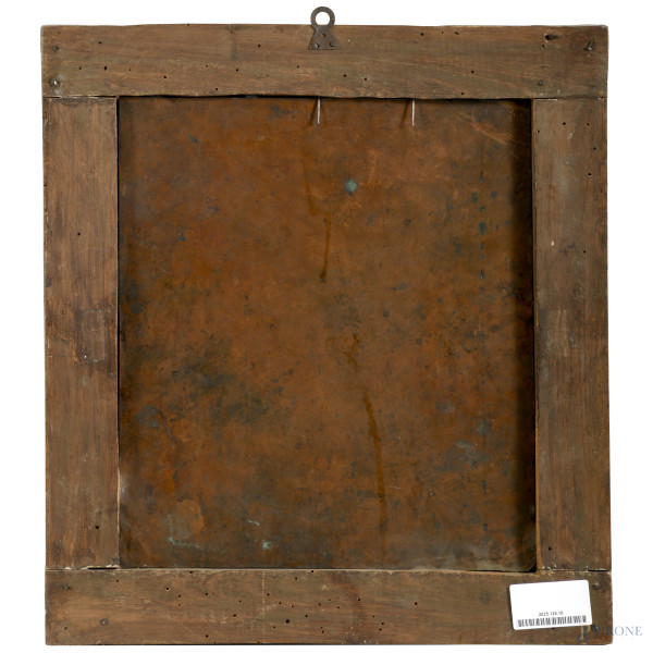 Flagellazione, olio su rame, XIX secolo, cm 34x30 entro cornice, (difetti)