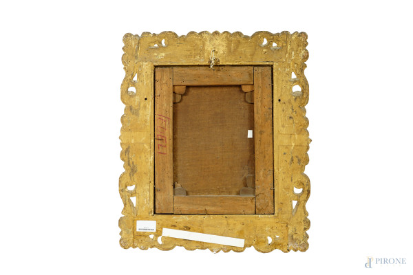 Pittore toscano tra XVII-XVIII secolo, San Pietro, olio su carta applicata su tela, cm 42x34, ent...