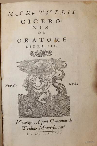 Lotto di trte libri di cicerone, 1594.