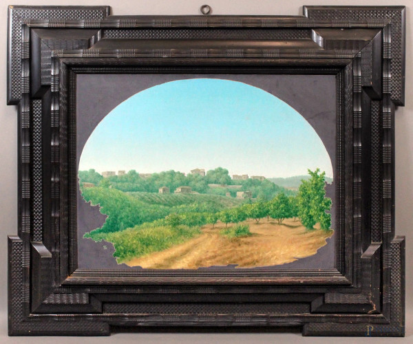 Darko  Toth Bilogorski - Paesaggio, olio su tela, cm. 50x67, entro cornice.