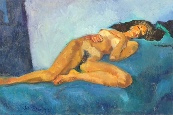 Ilir Zefi - Nudo di donna, olio su tela, firmato e datato in basso a sinistra Ilir Zefi [19]96, cm 80x120