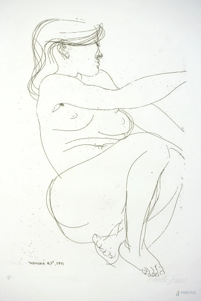 Emilio Greco - Memoria N.3, litografia, cm 68x48, ES.67/90, entro cornice