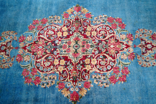 Tappeto persiano azzurro, cm 273x391