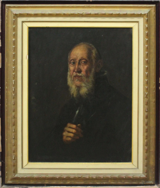 Ritratto di nobiluomo, olio su tela 75x58 cm, entro cornice, XIX sec.