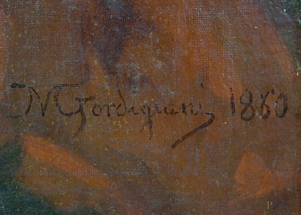 Ritratto di Vittorio Emanuele II, olio su tela, cm 73,5x58,5, firmato e datato 1860, entro cornic...