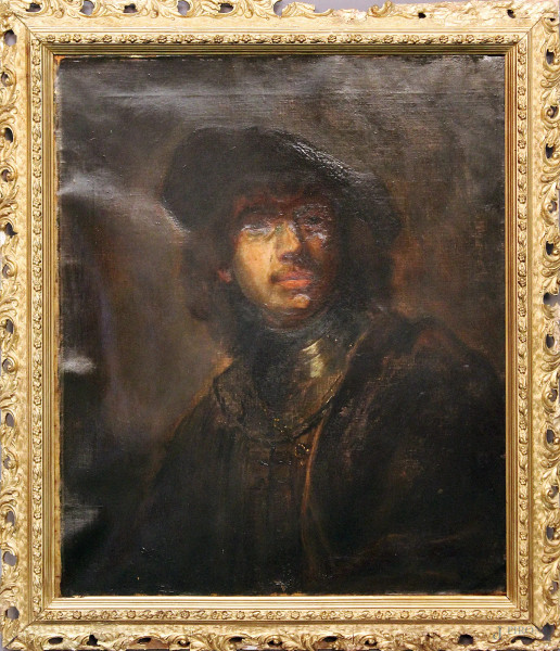 Ritratto d'uomo, olio su tela 66x54 cm, entro cornice.