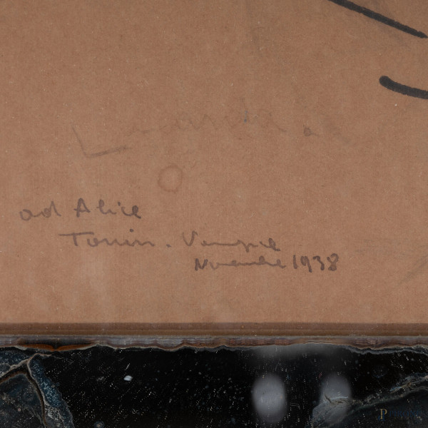 Nudo di donna, disegno a tecnica mista su carta, cm 47x34, firmato e datato "1932" in basso a des...