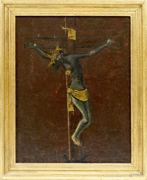 Cristo crocifisso, olio su tela, cm 50x39, entro cornice