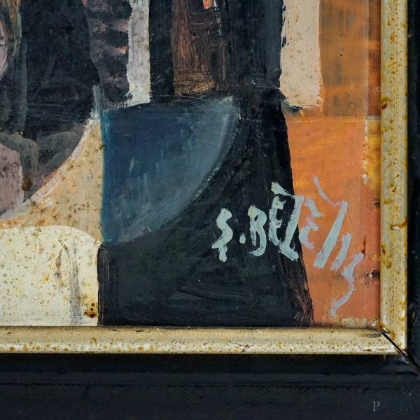 Şadan Bezeyiş (1926 - 2017), Volti, olio su cartone, firmato, cm 50x35, entro cornice
