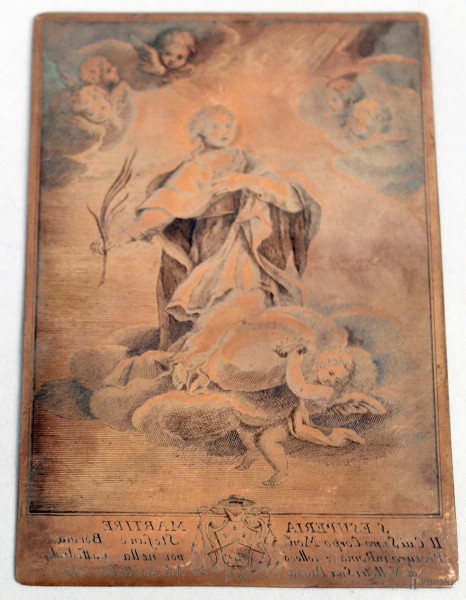 Santa Esuperia, lastra calcografica in rame, 1871, cm. 20x13,4.