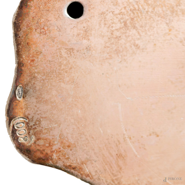 Lotto di 12 segnaposto in argento 800/000 a guisa di animali, misure massime cm 3,5x6, peso compl...