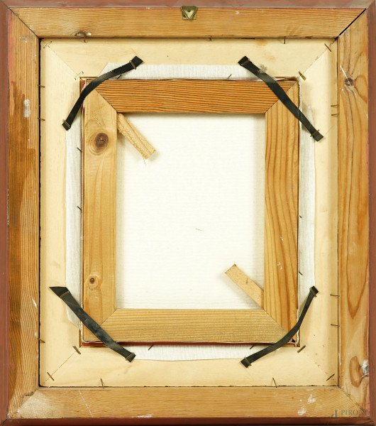 Fiori, olio su tela, cm 24,5x30, XX secolo, entro cornice