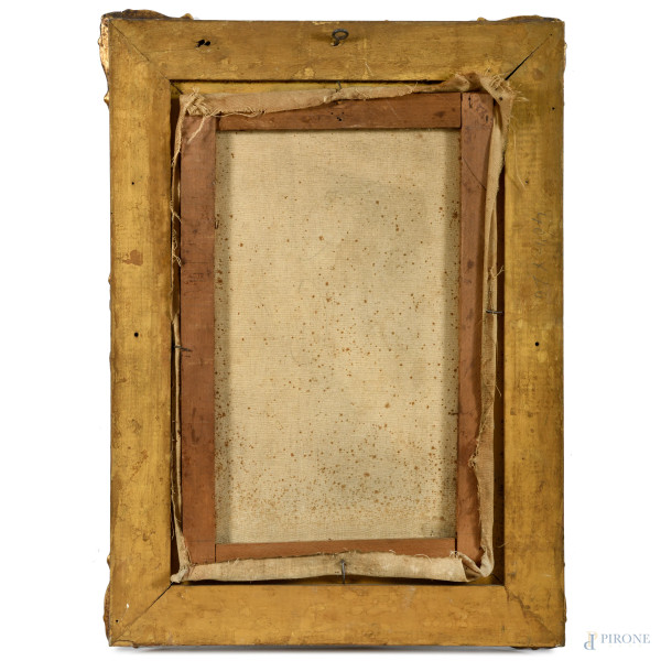 Viale con Alberi, XIX-XX secolo, olio su tavola, cm 41x26, firmato in basso a sinistra, entro cor...