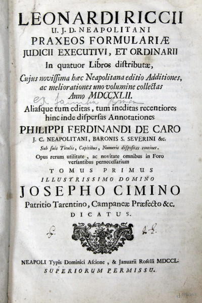 Praxeos formulariae, di Leonardo Ricci, Vol. IV, Napoli, 1750